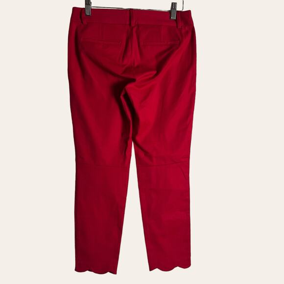 J.Crew Winnie Crimson Red Scalloped Hem Ankle Trouser Pants Size 2 - Picture 7 of 10